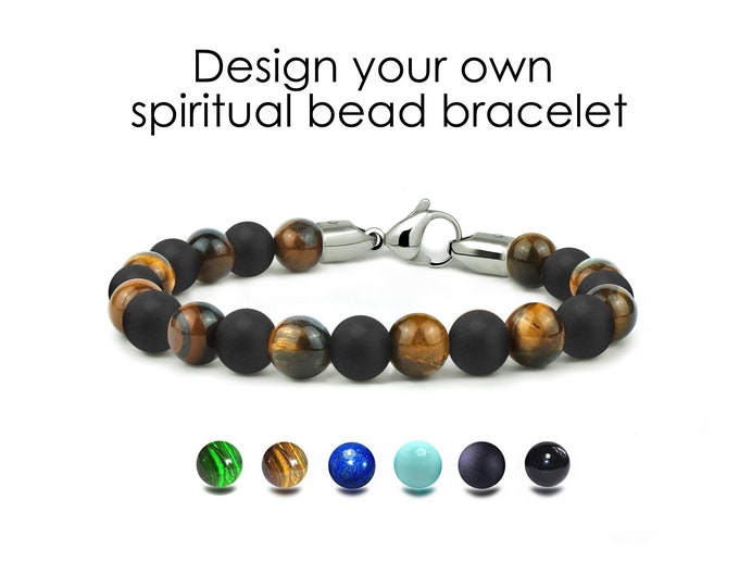 SPIRITUAL alternating beads bracelet in stainless steel, 8mm by Taormina Jewelry