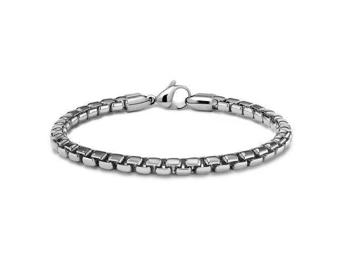 5mm box chain bracelet in stainless steel by Taormina Jewelry