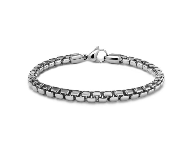 6mm box chain bracelet in stainless steel by Taormina Jewelry