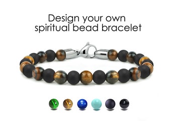SPIRITUAL alternating beads bracelet in stainless steel, 6mm by Taormina Jewelry