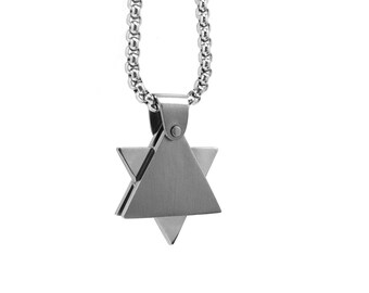 Collana Star of David, design unico realizzato in acciaio inossidabile da Taormina Jewelry