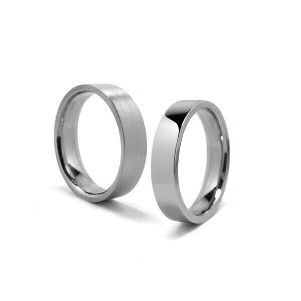 FLAT wedding band ring in 2mm 3mm 4mm 5mm 6mm crafted in stainless steel by Taormina Jewelry