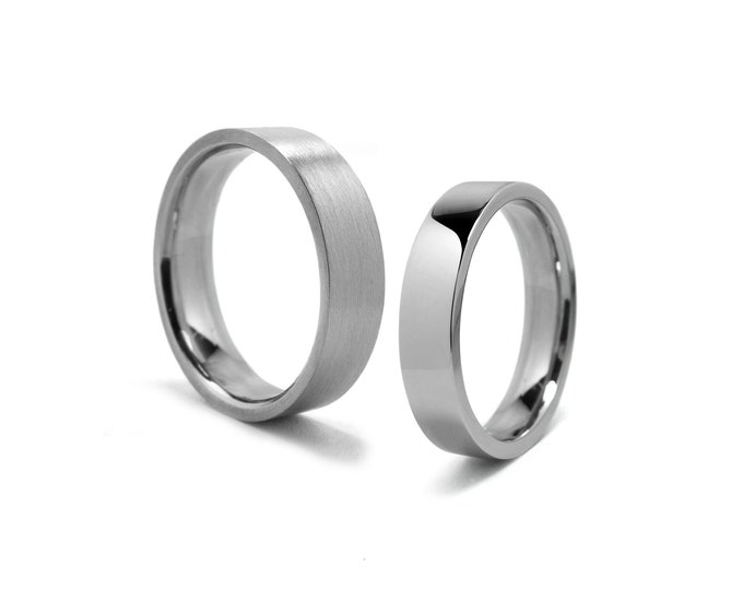 FLAT wedding band ring in 2mm 3mm 4mm 5mm crafted in stainless steel by Taormina Jewelry