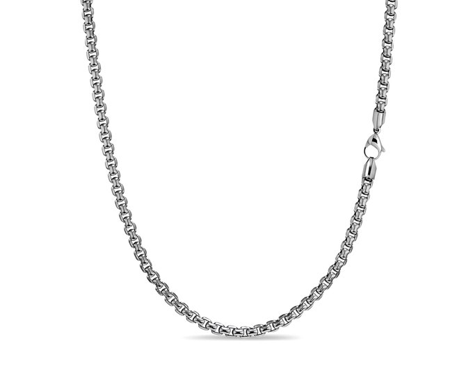 3mm box link chain necklace in stainless steel by Taormina Jewelry