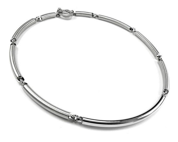 Two Tone Stainless Steel Men's Rod Necklace by Taormina Jewelry
