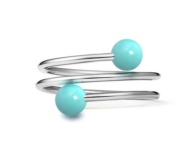 Turquoise triple wire Ring in Stainless Steel Multi row by Taormina Jewelry