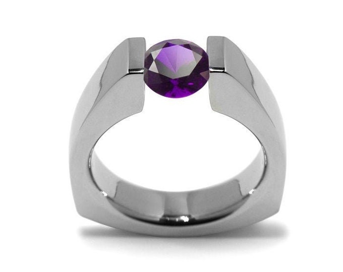 1.5ct Amethyst Triangular Shaped Tension Set Ring by Taormina Jewelry
