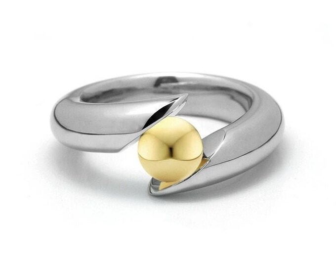 Gold and Stainless Steel Two Tone Ring Tension Set by Taormina Jewelry
