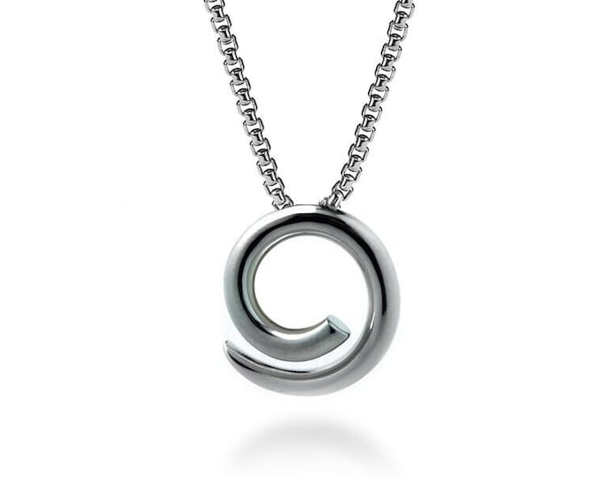 Swirl Shaped pendant in Stainless Steel by Taormina Jewelry