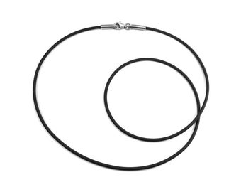 2mm tubular Black Rubber Necklace by Taormina Jewelry