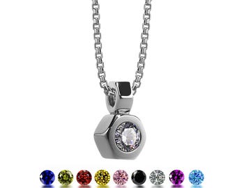 DADO Hex Nut pendant with gemstone in stainless steel