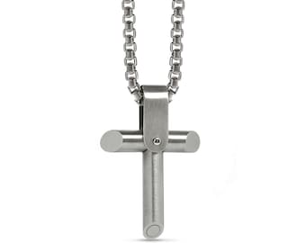 Rods Cross Pendant | Minimalist Engineered Stainless Steel | Modern T-Bar Men's Jewelry