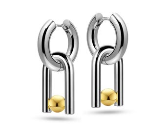 Tension Set Chandelier Earrings | High-End Artisan Stainless Steel & Gold | NEXUS Design by Taormina