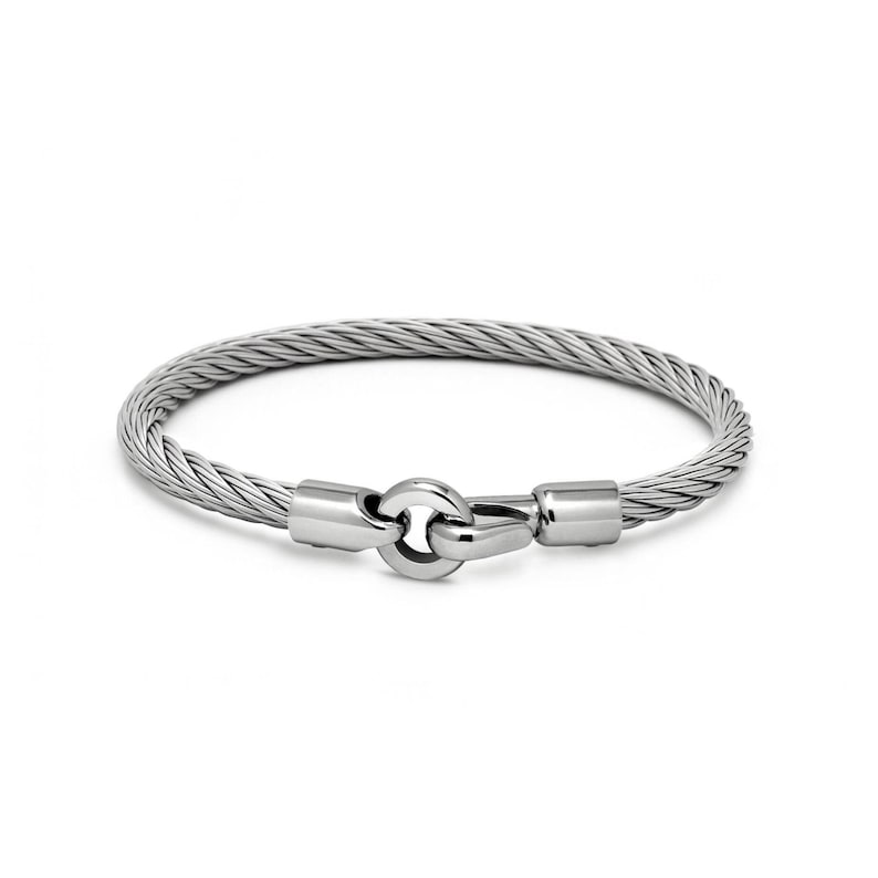 Industrial Wire Twisted Rope Bracelet | Hook Clasp Stainless Steel Industrial Design | 4mm Flexible | Unisex Minimalist Jewelry zdjęcie 1