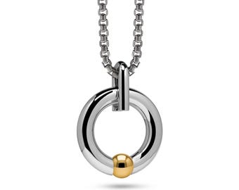 O-Ring Tension Set Pendant | Stainless Steel & Gold | Modern Minimalist Luna Design