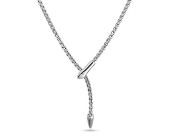 SNAKE shaped box chain Y necklace in stainless steel
