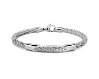 CABLE 4mm bracelet with see through tubular element in stainless steel