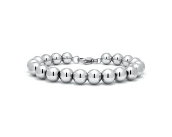 9mm beaded bracelet in stainless steel