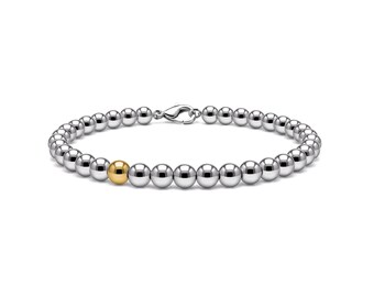 Signature Steel & Gold Sphere Bracelet 6mm | Mixed Metal Edition