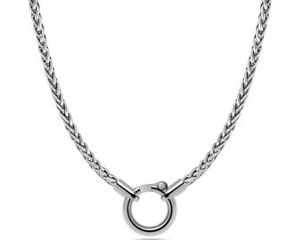 Wheat Chain Necklace | Stainless Steel O-Ring Pendant Holder | Modern Minimalist Design