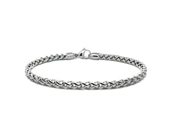 4mm Wheat Chain Bracelet | Classic Stainless Steel Link | Minimalist Design