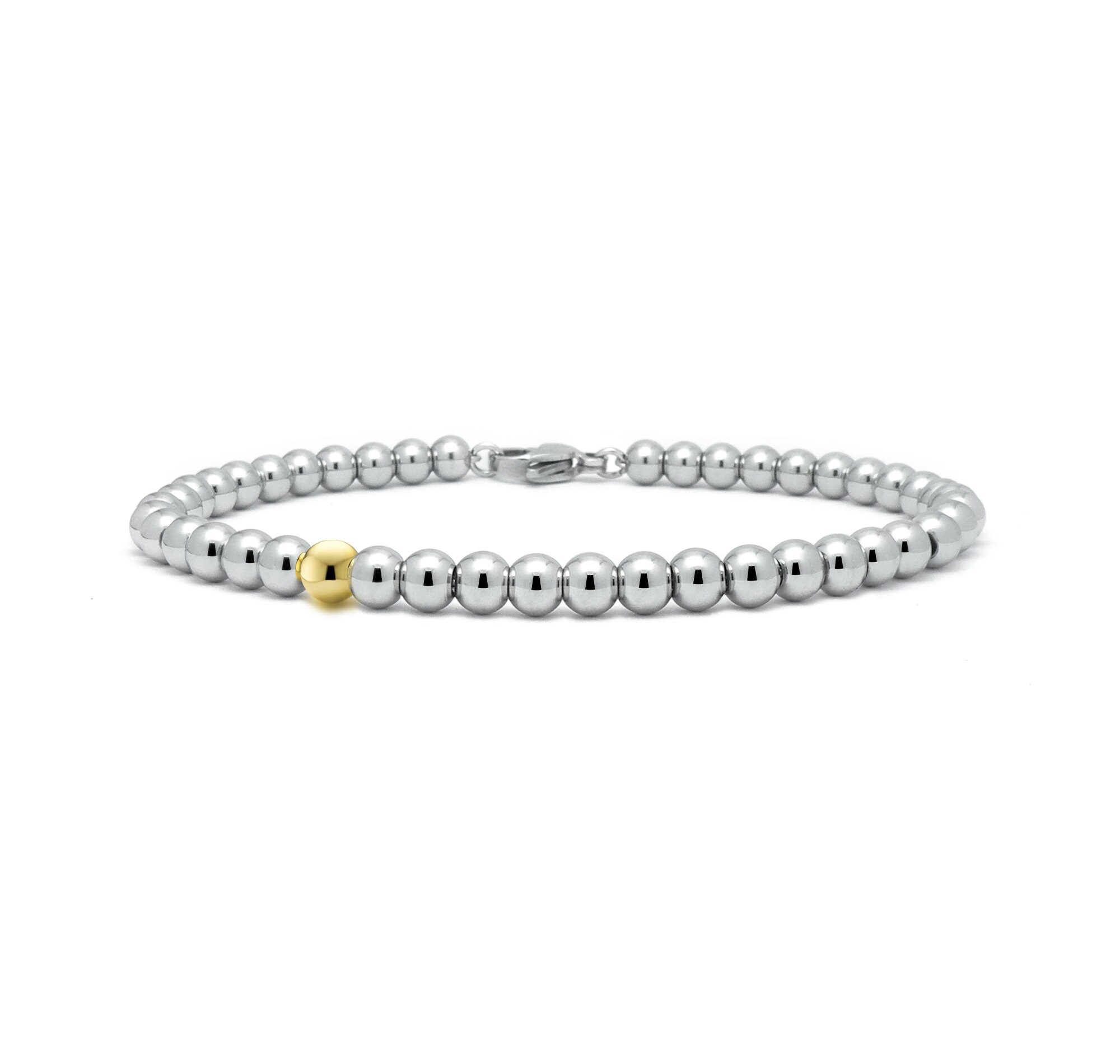 4mm Stainless Steel And Gold Beaded Bracelet By Taormina Jewelry 4mm-stainless-steel-and-gold-beaded-bracelet-by-taormina-jewelry