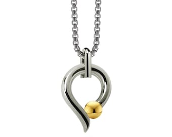 ONDE Teardrop Pendant | Tension Set Gold Sphere | Stainless Steel Design