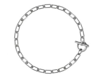 Paperclip style chain necklace with Toggle clasp in stainless steel