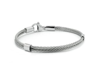 CABLE double rows cable bracelet in stainless steel, 4mm width