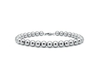6mm beaded bracelet in stainless steel