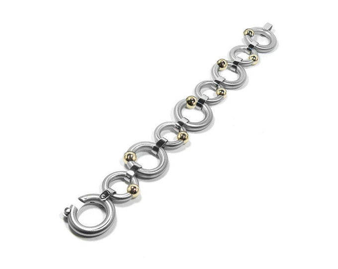 Round tubular link chain bracelet in Stainless Steel with Tension Set Gold Sphere by Taormina Jewelry