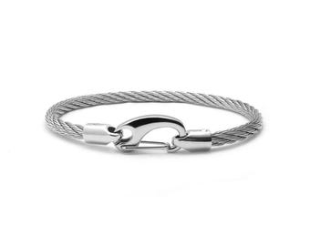 4mm Stainless Steel Cable Bracelet: Carabiner Clasp, Industrial Chic