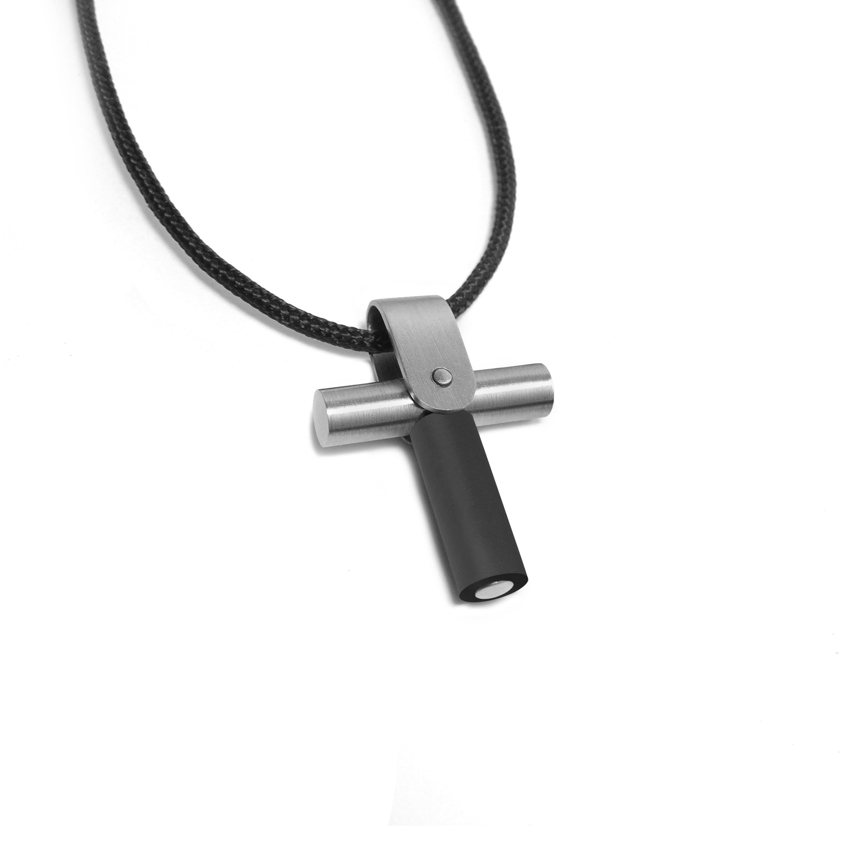 Chisel Stainless Steel Brushed and Polished Double Cross Pendant on a –  TreasureFineJeweler