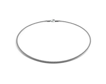 2mm thin cable rope necklace in stainless steel