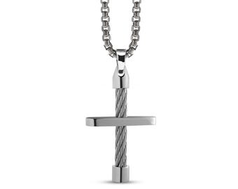 Cable cross pendant in stainless steel