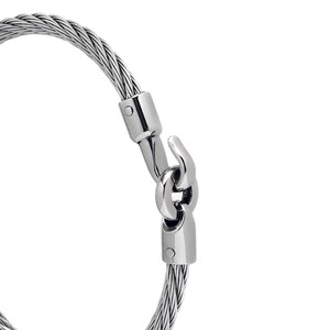 Industrial Wire Twisted Rope Bracelet | Hook Clasp Stainless Steel Industrial Design | 4mm Flexible | Unisex Minimalist Jewelry zdjęcie 3