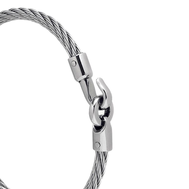 Industrial Wire Twisted Rope Bracelet | Hook Clasp Stainless Steel Industrial Design | 4mm Flexible | Unisex Minimalist Jewelry zdjęcie 3