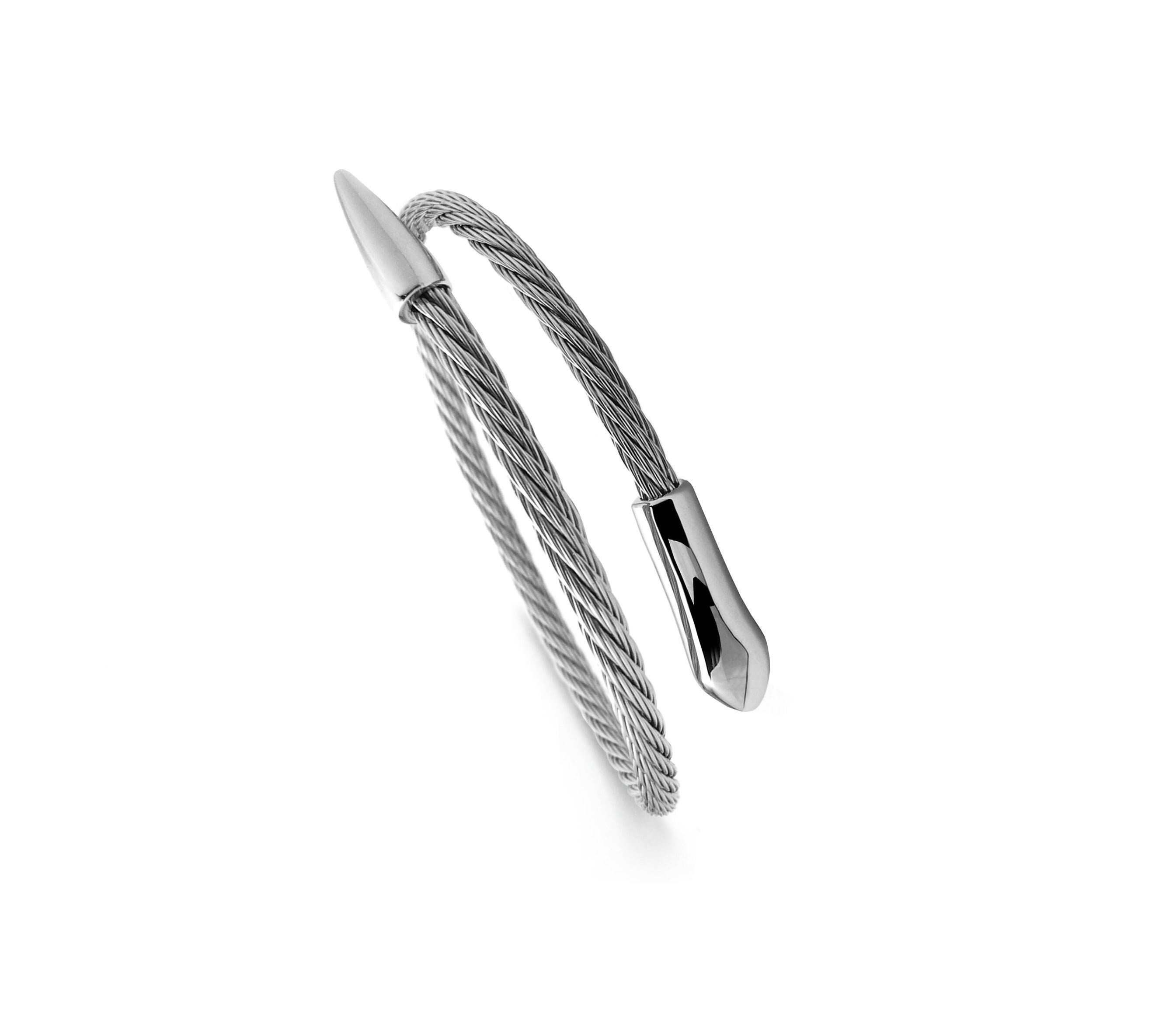Single row Snake shaped stainless steel cable rope bracelet by Taormina