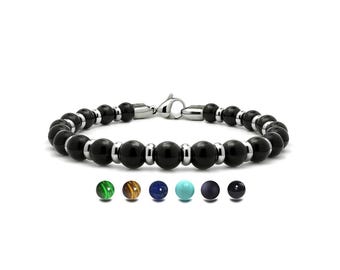 6mm Black Onyx Beaded Bracelet | Spacers & Signature Clasp | Luxury Design