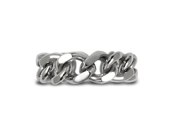 CURB chain band ring in stainless steel, 6mm