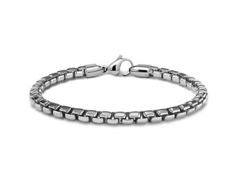 5mm box chain bracelet in stainless steel