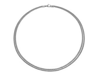 Double 2mm cable rope necklace in stainless steel