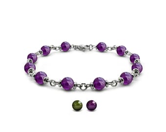 SPIRITUAL 6mm amethyst Rosary beads bracelet in stainless steel
