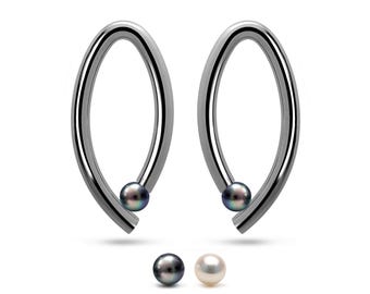OVUM Cat Eye Drop Earrings | Tension Set Pearl | Stainless Steel Design