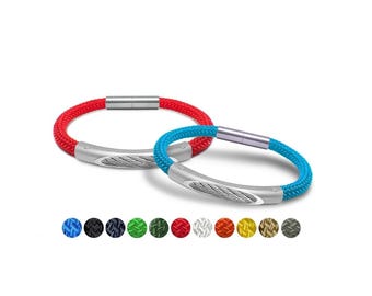 NAUTICA 5mm boat rope bracelet with see through cable detail and twist clasp in stainless steel