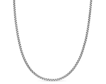 3mm box link chain necklace in stainless steel