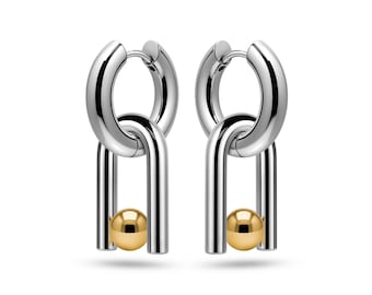 Tension Set Chandelier Earrings | High-End Artisan Stainless Steel & Gold | NEXUS