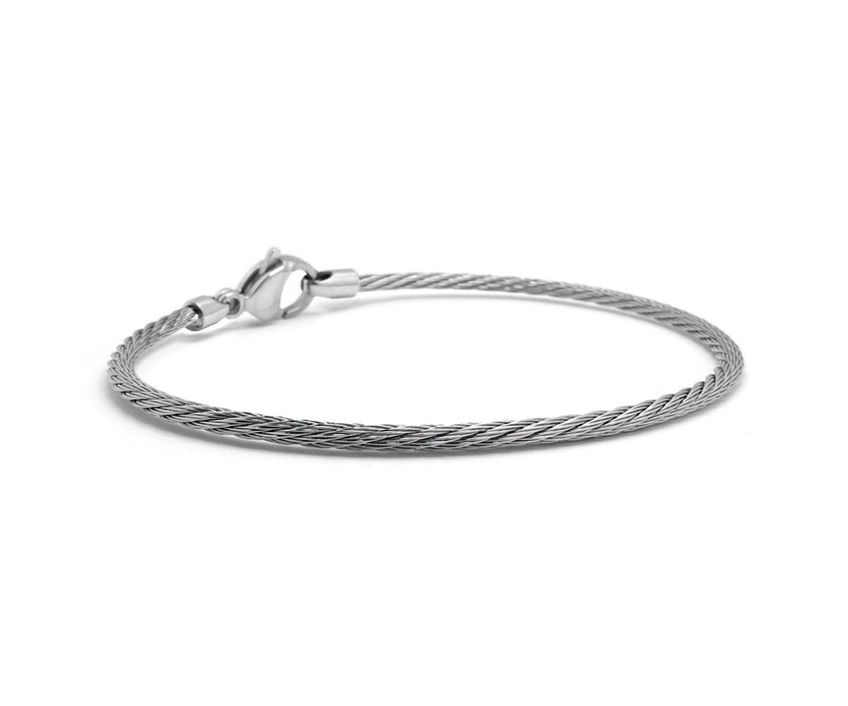 2mm Thin Stainless Steel Cable Wire Bracelet by Taormina Jewelry
