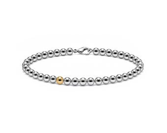 Signature Steel & Gold Sphere Bracelet 4mm | Mixed Metal Edition