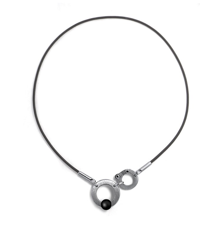 Modern Men's Black Pearl Necklace Trendy Necklace Italian Style by